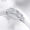 Solitaire Ring AOAIOOS 18k Plated 3.6CT All Moissanite Rings for Women 5 Stones Sparkling Diamond Wedding Band S925 Sterling Silver Jewelry GRAL231220