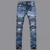 Calça masculina de motociclista plissada de cor clara e perna reta, jeans europeu e americano