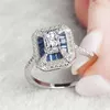 Hochzeit 14K Gold Schmuck Platz Sapphire Ring für Frauen Peridot Anillos Blue Topaz Gemstone Bizuteria Diamond Schmuckringe230p