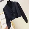 Women's Sweaters Autumn Female Cardigan Long Flare Sleeve Short Sweater Summer Women Ribbed Knitted Cotton Tops 3/5 Buttons Soft Thin OutwearL231213