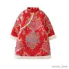 Girl's jurken Kids Girls Qipao jurk lange mouw kinderen cheongsam kleding borduurwerk winter katoenen gekweekte kostuums baby nieuwjaar jurk cadeau