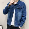 Men's Jackets Mens Denim Long Sleeved Lapel Button Jacket Vintage Classic Work Wear Western Jean Coat Top Slim Fitting Men's Cardigan JacketL231026