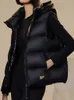 Куртка на утином пуху с капюшоном, жилет, женский зимний толстый теплый пальто без рукавов, мужской черный тонкий жилет, модный повседневный ветрозащитный 231020