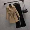 2023 Spring and Summer Bow Thin Jacket Blazer Casual Flare Pants Twopiece Elegant Women Fit Office Outfits 231220