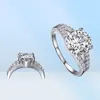 Yhamni Real Solid Silver Wedding Rings for Women Inlay Sona 2 Carat CZ Diamond Engagement Ring 925 Sterling Silver Fine Jewelry J28215374