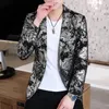 Herenpakken 2023 Leer Spring Bronzing Men Boutique Fashion Slim Fit Suit Jack Wedding Nachtclub Pasen Party Draai Mannelijke kleding