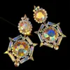 Stud Stonefans AB Ear Clip Earrings for Women Statement Geometric Oversize Accessories Crystal Party Jewelry Gift 231219