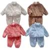 Giyim setleri polar çocuk palto pantolon 2 adet sonbahar kış bebek kıyafetleri seti çocuk salonu kıyafeti ev Koreli çocuklar üst ve alt set 231219