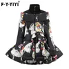 Winter Down Jacket Warm Print Flower Bundle Waist Bow Skirt Children's Winter Dress