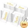 30/50 pièces carte de lieu de table en acrylique transparent mariage cartes de siège rectangulaires vierges signe nom des invités étiquette fête d'anniversaire bricolage décoration fête faveur fournitures de vacances