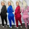 Mulheres duas peças calças veludo sweatsuit primavera outfits mulheres esporte terno zip up hoodie jaqueta sweaterpant correndo jogging treino casual conjunto tracksuit 231219