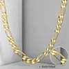 Pure Golds Chain Necklace Jewelry Plated 24k Gold 10mm Heavry Figaro Halsband för män 22inch301i