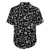 Casual overhemden voor heren, overhemd met muzieknotenprint, wit en zwart strand, losse Hawaiiaanse nieuwigheidsblouses, ontwerp met korte mouwen, overmaatse kleding
