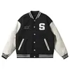 Jaquetas masculinas Varsity Baseball Bomber Jacket Homens Soltos Unissex Jaquetas College Coats Jaqueta de Lã Uniforme de Beisebol Trendy Homens Mulheres Streetwear 231219