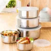 Dinnerware 5PCS 410 Stainless Steel Lunch Box High Quality Airtight Storage Container With Lid Anti-leak Fruits
