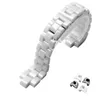 Bracelets de montre Bracelet de montre convexe en céramique noir blanc pour Bracelet J12 16mm 19mm Bracelet spécial liens solides boucle pliante
