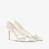 French White Satin High Heels Wedding Shoes Bridal Bow Single Women 231220