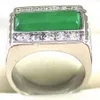 THIL EMERALD GREEN JADE CRISTAL CRISTAL BRANCO TAMANHO DE ANELO GOLADO 7 8 9188Q