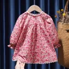 Conjuntos de roupas Roupas infantis coreanas Primavera Pastoral Suéter de duas peças Conjunto de algodão Floral Vestidos infantis para meninas de 1 a 6 anos 231219