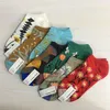 Herrstrumpor vår och sommar franska Bonne Miason Boat Socks BM Socks Oilmålning Design Personlig konstnärlig kvinnors korta låga toppstrumpor xwgr