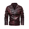 Men's Jackets PU Leather Jacket Winter Style Male Coat European American Motorcycle Wear Plush Streetwear Men Outwear