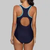 Portez Charmleaks One Piece Women Sports Swimwear Sports Swimsuit Colorblock Swimwwear Open Back Boyshort Bathing Trots Bikini Monokini