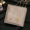 luxury Designer Jewellery Korean 18K rose gold simple double ring love collarbone chain titanium steel does not fade net red jewellery gift