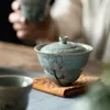 TEAWARE SETS BORNEOL GLUDE handmålade Magnolia Covered Bowl Teacup kan höjas öppen bit kinesisk med täckning för att förhindra keramik