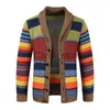 Maglioni maschili 2023 autunno autunno con scollo da uomo maglione cardigan maglione slim cavo a cavo patchwork Merino Wooline Wooline Long Casual Male J231220