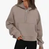 Sudaderas para mujer sudadera yoga diseñador de yoga moda media zip suéter deportivo femenino chaqueta gimnasia suelta fitness peluche de lujoso algodón de algodón al aire libre