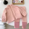 Polar fleece pak voor kinderen met rits trainingspak voor jongen en meisje Babykleding cartoon herfst winter warme sweatshirt broek sportkleding 231220