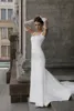 Sheath Wedding Dress Chapel Train Elastic Woven Satin Cusomized Bridal Gowns DL-10004