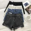 Vrouwen Shorts Mode Groen A-lijn Casual Denim Voor Vrouwen Streetwear 2024 Zomer Tij Kwastje Wijde Pijpen Korte Jeans