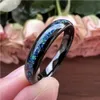 Band Rings 4mm 6mm Galaxy Opal Inlay Fashion Finger Jewelry Tungsten Carbide Wedding Band Förlovningsring för män Kvinnors Jubileumsgåva 231219