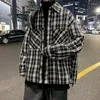 Giacche da uomo Cappotto di lana elegante alla moda Stile coreano Autunno Inverno Camicia di tendenza scozzese di fascia alta con risvolto Giacca ampia Fresca