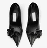 Escarpins femme Rosalia fleurs 65mm talon noir nappa cuir dame sexy mi talons robe sandale escarpins de luxe Londres avec boîte 35-43