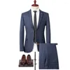 Мужские костюмы высокого качества (брюки-блейзеры) в британском стиле, деловой повседневный элегантный модный простой костюм джентльмена из 2 предметов