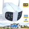 4K 6MP kamera IP Wi -Fi podwójna ochrona bezpieczeństwa obiektywu na zewnątrz wodoodporne sadzenie wideo CCTV inteligentny dom 180 ° ultra szeroki kąt mini CCTV