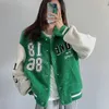 Autumn Winter American Lamb Wool Baseball Uniform Women Lose All Match National Embroidered Y2K Velvet Casual Jacket 231220