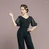 Stage Wear 2023 Latin Dance Top Style Femme Justaucorps Vêtements modernes GB Ballroom Romper L1239