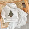 Baby Boys Christmas Tree Set Children s Hooded Flannel Tracksuit 2 Pcs Set Kids Clothes Girls Winter Coat Pant Sets 231220