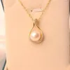 Pendant Necklaces S925 Sterling Silver Natural Freshwater Pearl 11-12mm Necklace Genuine Versatile