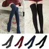 Femmes chaussettes sur longue cuisse-haute solide femme botte chaude noël tricot bas genou couleur hiver Sexy