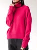 Женские свитера Новые зимние толстые 600 г Теплый вязаный свитер для женщин Розово-красный женский свитер большого размера Водолазка Кляйн Синие пуловеры ДжемперыL231213