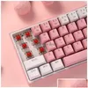 Tangentbord N Fizz K617 Wired RGB Mechanical Gaming Keyboard 61 Keys White Pink Color Linear Red Switch Software Supported Drop Delive DHBXP