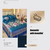 Bedspread 23 Pcs Bedding Classic Lace Royal Blue Bedspread Bed Skirt Machine Washable with Elastic Band for Queen King Size Sheets Bed 231219