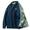 Felpe con scollo tondo patchwork in tessuto floreale Pullover pesante da uomo