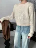 Women s Sweaters Sparkling Knitted Sweater Women Elegant O Neck Long Sleeve Sequin Autumn Winter Chic Lady Loose Solid Pullover 231219