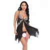 9083 Nachtkleding Sexy Lingerie Vrouwen Night Mini Jurk Hot See Through Voorsluiting Babydoll Kant Mesh Nachtjapon Nachtkleding