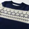 Chłopcy z jesieni i zimowych zachowają ciepły sweter geometryczne wzorce geometryczne. Koszulka stoiska długa -SWEATE SWEATE COLLEGE WITR BABY BAY BOYT Knit Sweatl231215